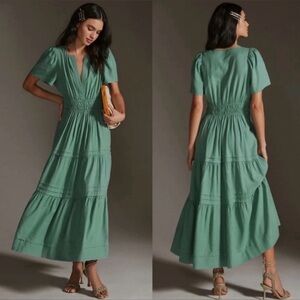 Anthropologie Green Maxi Dress